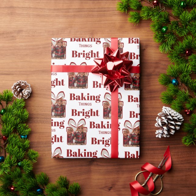 Personalized Christmas Baking Photo  Wrapping Paper (Holiday Gift)