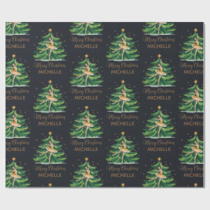 Personalized Christmas ballet Ballerina dancer     Wrapping Paper