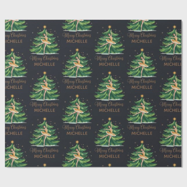 Personalized Christmas ballet Ballerina dancer     Wrapping Paper (Flat)