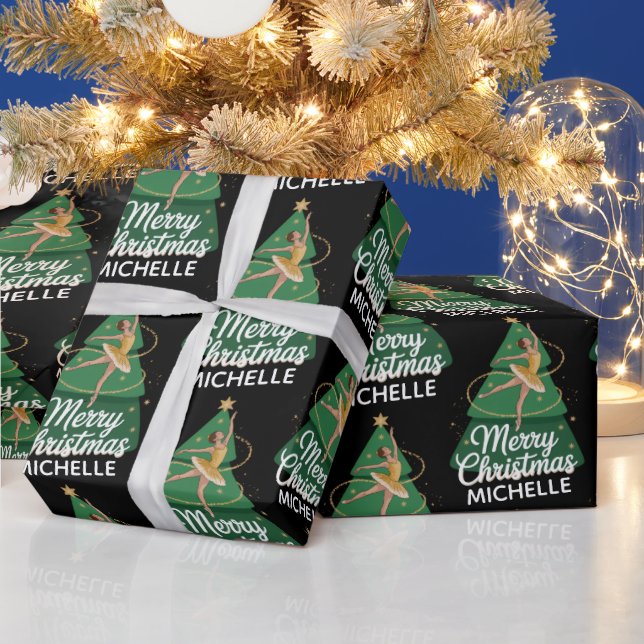 Personalized Christmas ballet Ballerina dancer     Wrapping Paper (Holidays)