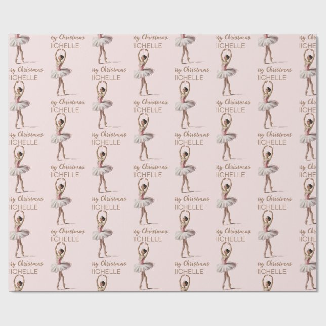 Personalized Christmas ballet Ballerina dancer     Wrapping Paper (Flat)