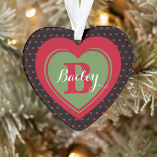 Personalized Christmas Black, Red & Green Keepsake Ornament