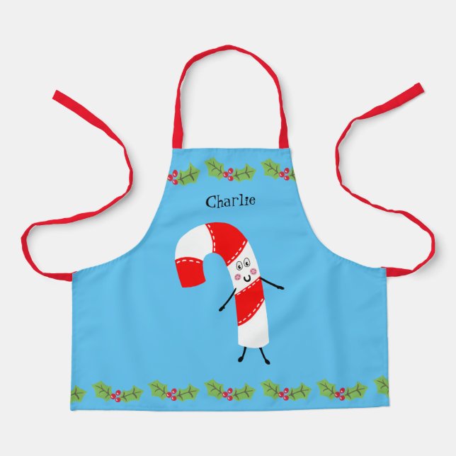 Personalized Christmas Candy Cane Apron (Front)