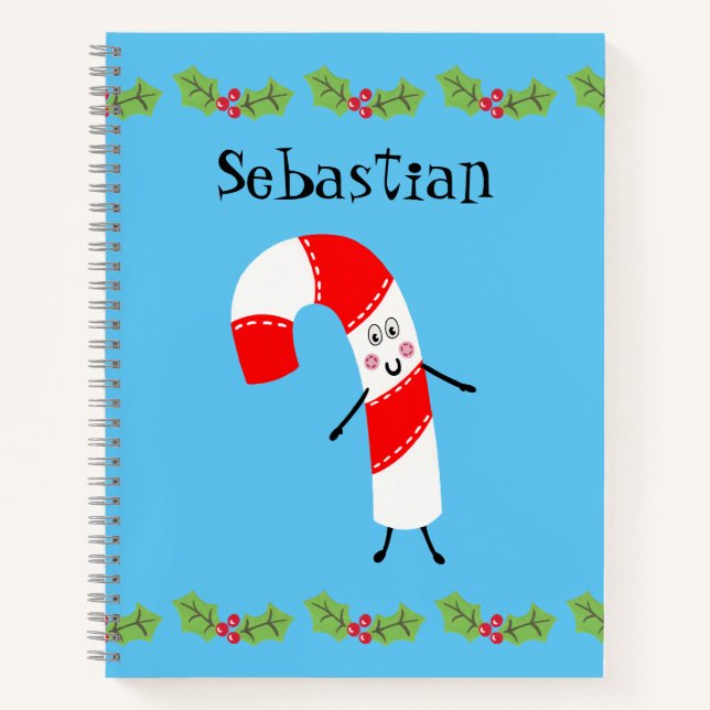 Personalized Christmas Candy Cane Notebook (Front)