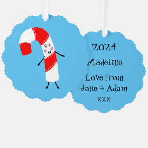 Personalized Christmas Candy Cane Tree Decoration Card