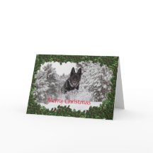 Personalized Christmas card featuring Alsatian dog