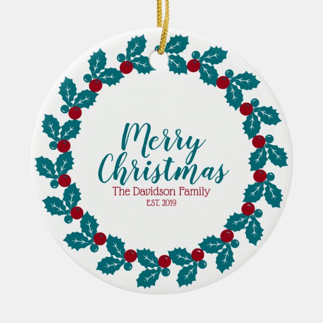 Personalized Christmas Ceramic Tree Decoration (Front)