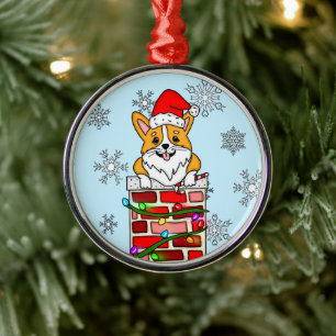Personalized Christmas Corgi   Metal Tree Decoration