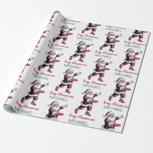 Personalized Christmas Disc Golf Santa Claus       Wrapping Paper