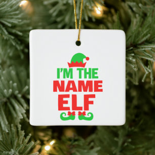 Personalized Christmas Elf Ceramic Ornament