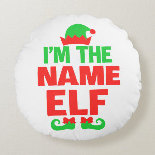 Personalized Christmas Elf Round Cushion