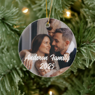 Personalized Christmas Family Custom Photo Text  Ceramic Tree Decoration