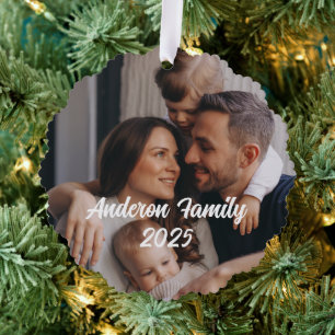 Personalized Christmas Family Custom Photo Text  Tree Decoration Card