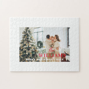 Personalized Christmas Family Photo Jigsaw Puzzle