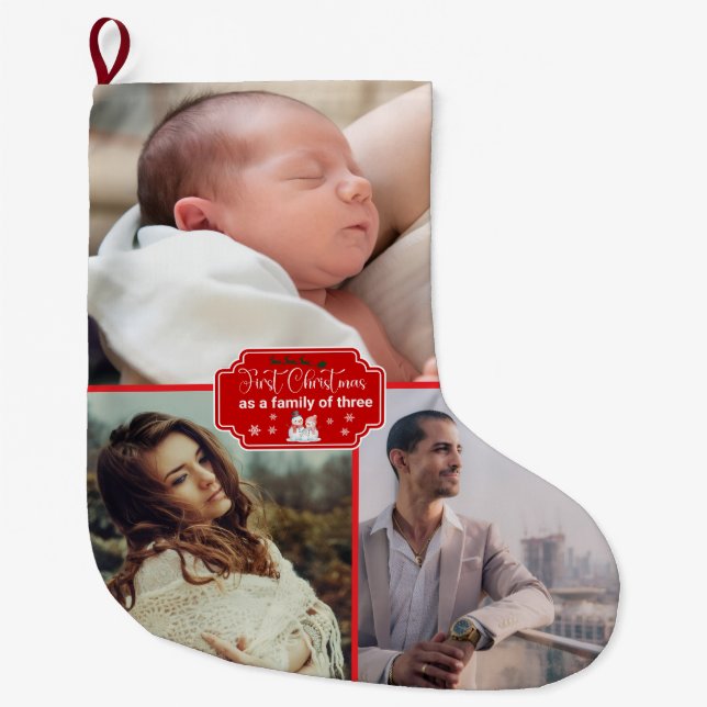 Personalized Christmas  “First Christmas Family" Large Christmas Stocking (Front)