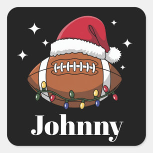 Personalized Christmas Football Winter Sports Team Square Sticker