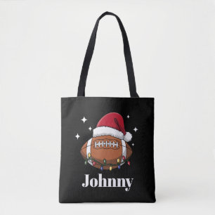 Personalized Christmas Football Winter Sports Team Tote Bag
