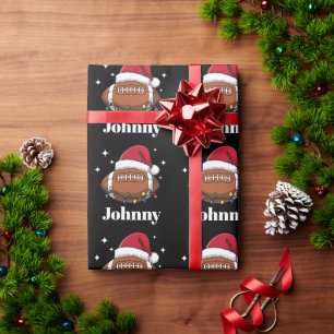 Personalized Christmas Football Winter Sports Team Wrapping Paper