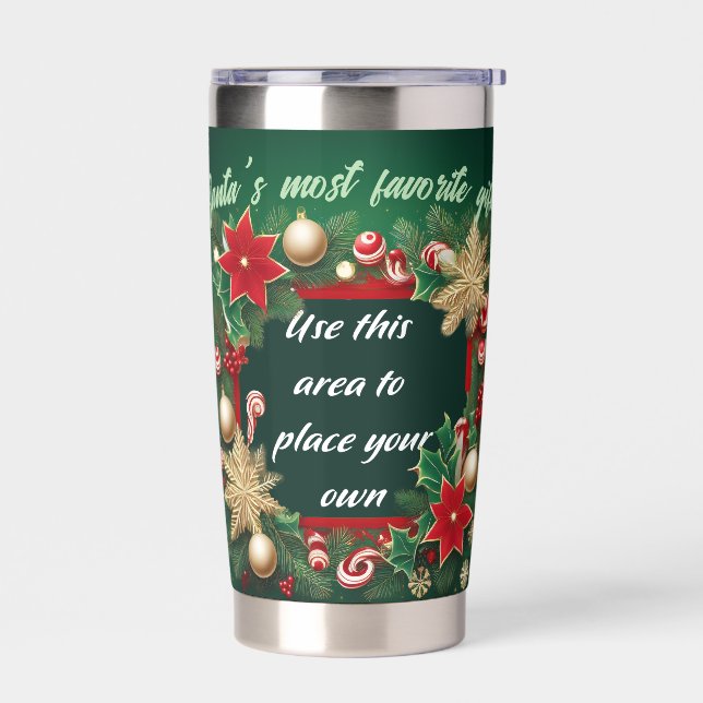Personalized Christmas Fram On A Insulated Tumbler (Left)