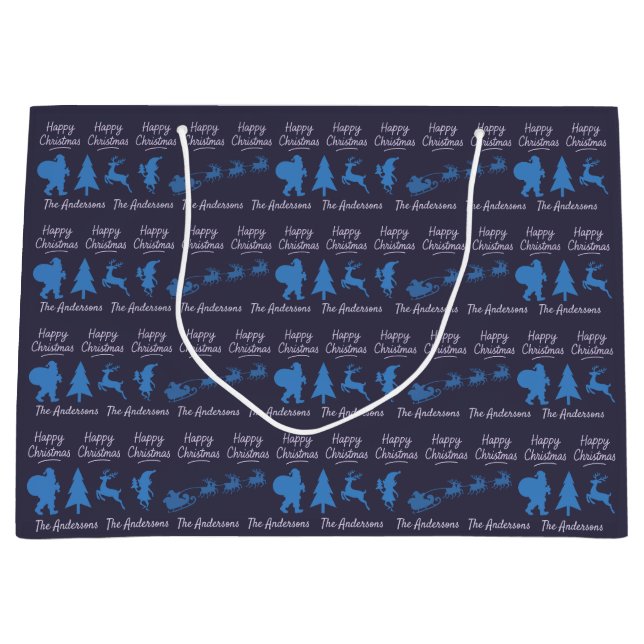 Personalized Christmas Gift Bag - Silhouette Santa (Front)