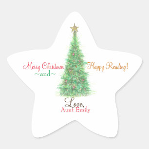 Personalized Christmas gift bookplate  Star Sticker
