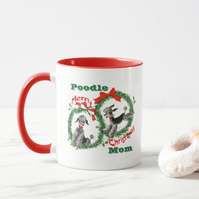 Personalized Christmas Gift for Poodle Dog Owner Mug (With Donut)