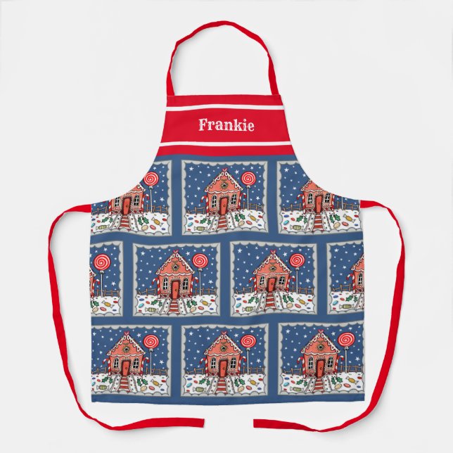 Personalized Christmas Gingerbread House Apron (Front)