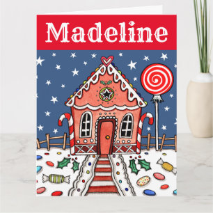 Personalized Christmas Gingerbread House Card