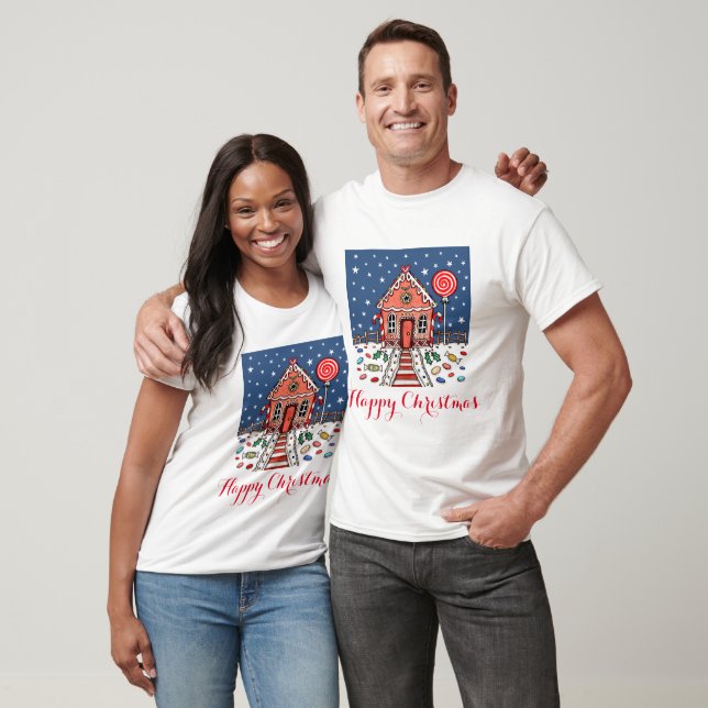 Personalized Christmas Gingerbread House T-Shirt (Unisex)