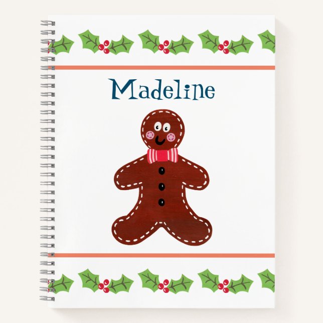Personalized Christmas Gingerbread Man Notebook (Front)