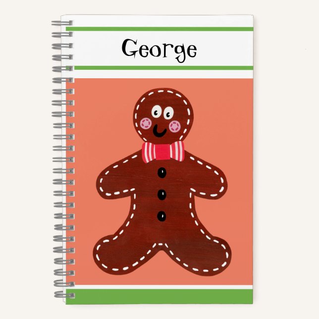 Personalized Christmas Gingerbread Man Notebook (Front)