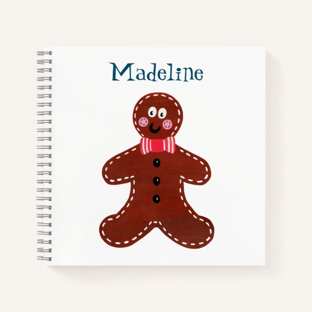 Personalized Christmas Gingerbread Man Notebook (Front)