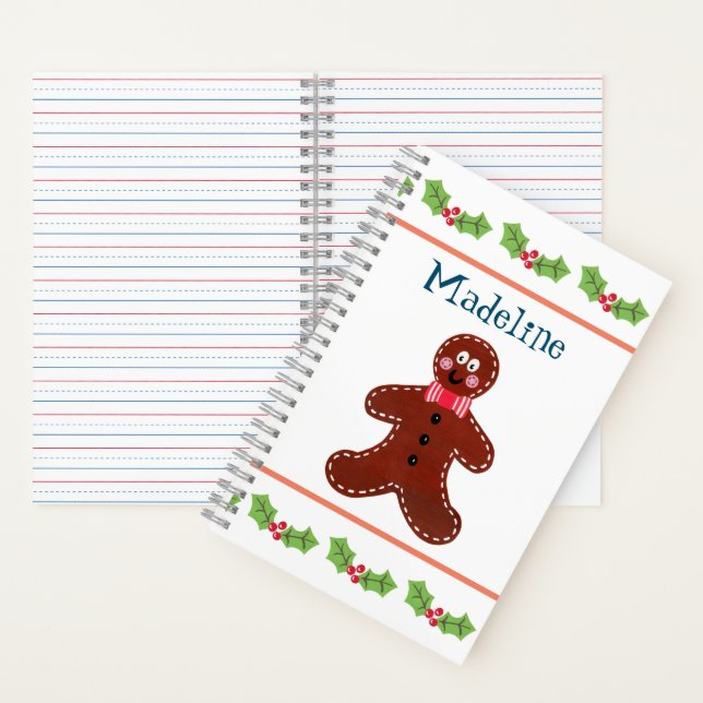 Personalized Christmas Gingerbread Man Notebook (Inside)