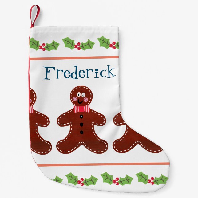 Personalized Christmas Gingerbread Man Small Christmas Stocking (Front)