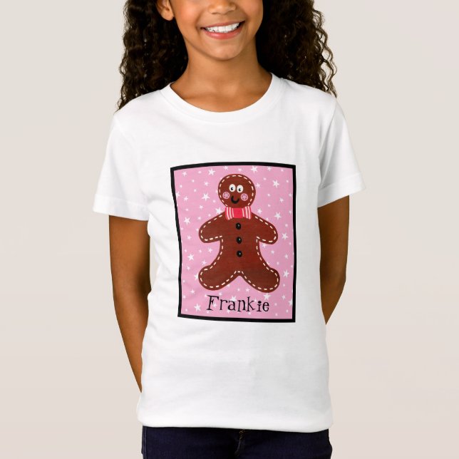 Personalized Christmas Gingerbread Man T-Shirt (Front)