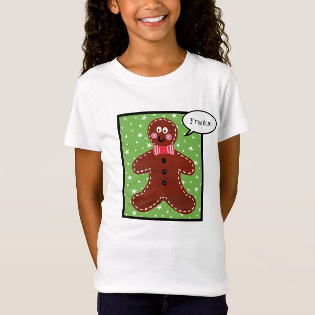 Personalized Christmas Gingerbread Man T-Shirt (Front)