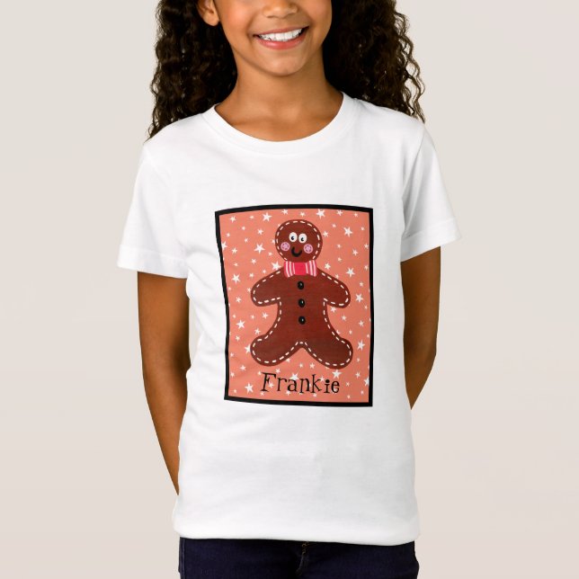 Personalized Christmas Gingerbread Man T-Shirt (Front)