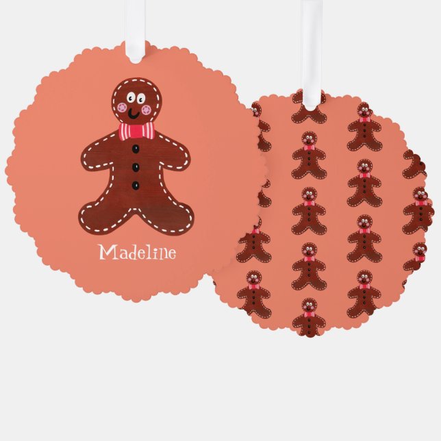 Personalized Christmas Gingerbread Man Tree Decoration Card (Front/Back)