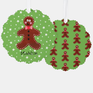 Personalized Christmas Gingerbread Man Tree Decoration Card