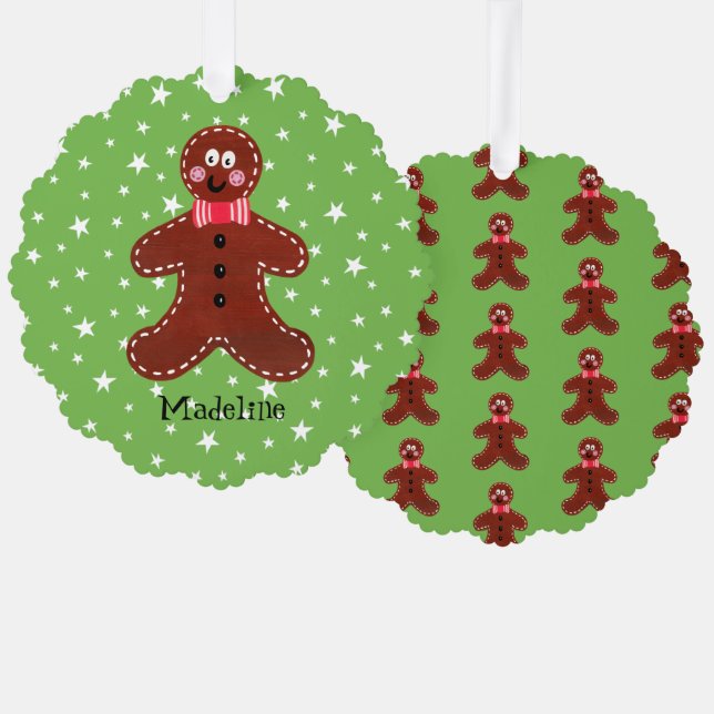 Personalized Christmas Gingerbread Man Tree Decoration Card (Front/Back)