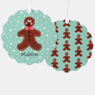 Personalized Christmas Gingerbread Man Tree Decoration Card
