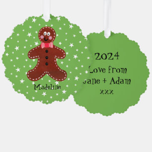 Personalized Christmas Gingerbread Man Tree Decoration Card
