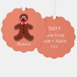 Personalized Christmas Gingerbread Man Tree Decoration Card