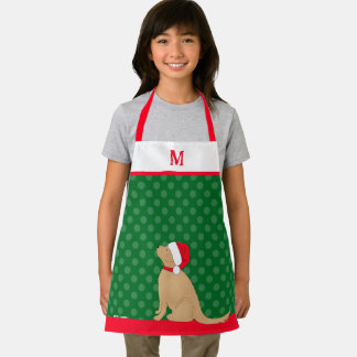 Personalized Christmas Golden Santa Dog Apron
