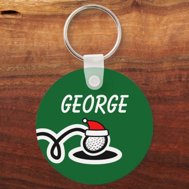 Personalized Christmas golf ball keychain gift (Front)
