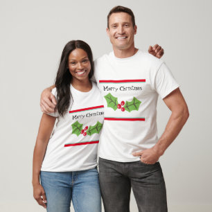 Personalized Christmas Holly & Berries T-Shirt