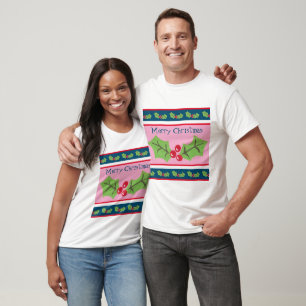 Personalized Christmas Holly & Berries T-Shirt