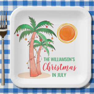 Personalized Christmas in July Party Paper Plates