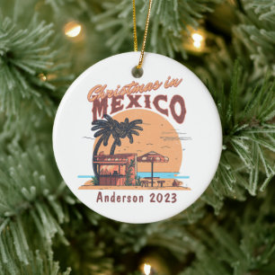 Personalized Christmas in Mexico Beach Holiday Ceramic Tree Decoration
