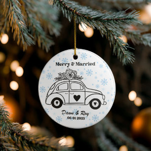 Personalized Christmas Married Ornament, Custom  Ceramic Tree Decoration